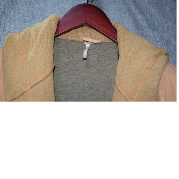 Free People Hooded Utility Jacket Tan Washed Cotton Size M - Picture 2 of 4